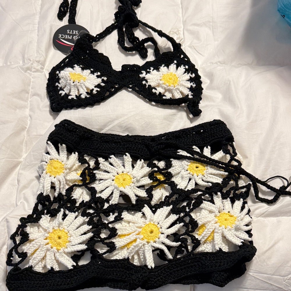 Julia Black and White Crochet Bikini Set